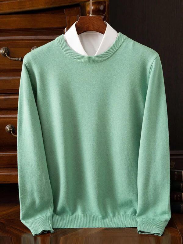 S61e7ee9fffec41ac85b13c9bf797b4cbz.jpg Choice Men's Wool Sweater Autumn Winter New Round Neck Pullover Loose Solid Color Bottoming Shirt Long Sleeve Smart Casual Tops