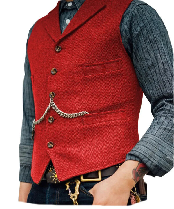 S61f148a5779e41d9be2859ee364ff800g.jpg Wool Tweed Men's Suits Vest for Groomsmen Wedding Lapel Casual Slim Business Vests Sleeveless Waistcoat Male Gilet Homme Vests
