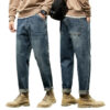 Men's Spring 2026 Loose Harem Pants Denim Retro Solid Comfortable Harajuku Straight Jeans Simple Fashion Versatile Cargo Trouser