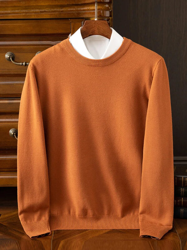 S62eec98bd91d4fc998c7b4aea646cb101.jpg Choice Men's Wool Sweater Autumn Winter New Round Neck Pullover Loose Solid Color Bottoming Shirt Long Sleeve Smart Casual Tops