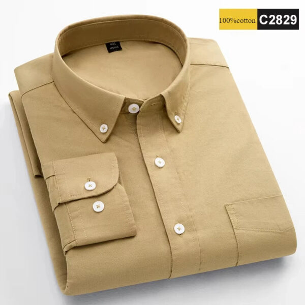 S633efa48a44d4d19a12123a2665cb885W.jpg New in shirt 100%cotton long-sleeve shirts for men fashion Casual plain shirt solid color Oxford single pocket top white clothes