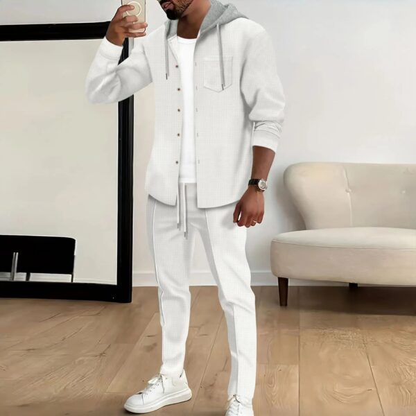 S642f17c83b7f461985fa06c9810cdecdm.jpg Spring and autumn new Waffle men's casual slim-fit hooded long-sleeved cardigan matching color fashion high quality tracksuit pa