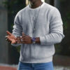 S647487ef55b54b43b5ed8b330f47f12fM.jpg New 2026 Men's Waffle Knitted Sweaters Solid Loose Casual O-neck Pullover Tops Spring Autumn Long Sleeve Sweatshirt Male Sweater