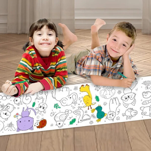 Kids Coloring Paper Roll Sticky DIY Drawing Graffiti Art Color Filling Educational Toys for Children Wall Floor Painting Gifts
