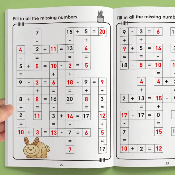 S64a51728c99940fbbde8684baae95d41q.jpg 32 Pages Crossword Puzzles Addition Subtraction Math Workbook For 3-8 Ages