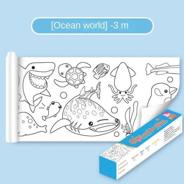 Kids Coloring Paper Roll Sticky DIY Drawing Graffiti Art Color Filling Educational Toys for Children Wall Floor Painting Gifts