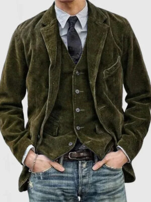 S65a46a6ee1f44f17a2ba6f83bd8948f3c.jpg European and American Business Men's Casual Outerwear for Spring and Autumn, Fashion Button Slim Fit Corduroy Suit Coat S-XXXL