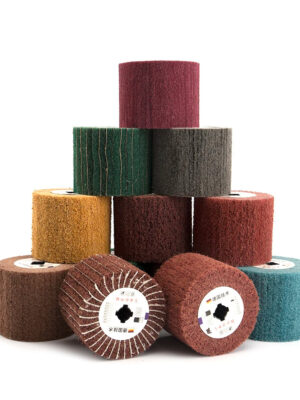 SIFANG Non-woven Nylon Abrasive Flap Wheel Brush Wire Drawing Polishing Burnishing Drum  Wheel for Stainless Steel