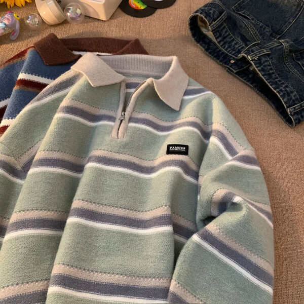 S660f20dcc21c4a429e99d43169632d2dM.jpg Japan Men's Y2K Knitted Warm Polo Knit Striped Turtleneck Sweater Shirts Winter Streetwear Knitwear Korean Clothes Jumper Men