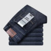Wthinlee New Business Men's Jeans Casual Straight Stretch Fashion Classic Blue Black Work Denim Pant Trousers Male  Clothing