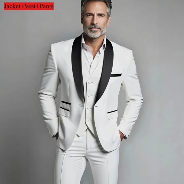 S668368afb4394914b49aaafa48a65370R.jpg Elegant Men's Suit Sets- Slim Fit Tuxedo Set for Weddings & Formal Occasions, Black Suit