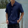 S6776ef1d134445cfa5c921c132c44677E.jpg Men's Casual Shirt Summer Short Sleeve Male Clothing Hip Hop Streetwear Plus Tops Black White Tee Fashion Baggy Shirt For Men
