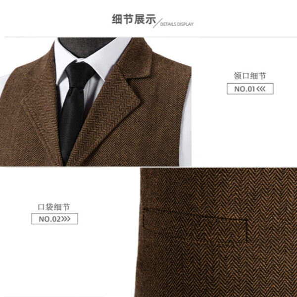 S67c5d9a7e5a949939b9a4b717064b94eJ.jpg Wool Tweed Men's Suits Vest for Groomsmen Wedding Lapel Casual Slim Business Vests Sleeveless Waistcoat Male Gilet Homme Vests