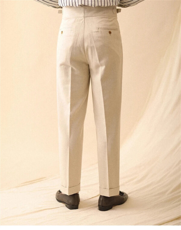 S67eb768c3b7046a099ad09585e540ca02.jpg Linen Straight Pant For Men Summer Business Gentleman Naples Pant Paris Buckle Drape High Waisted Trousers Men Formal Pant