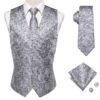 Wedding Purple Men Vest Paisley Floral Necktie Handkerchief Cufflinks Sets Blue Green Red Male Sleeveless V-Neck Waistcoat Party