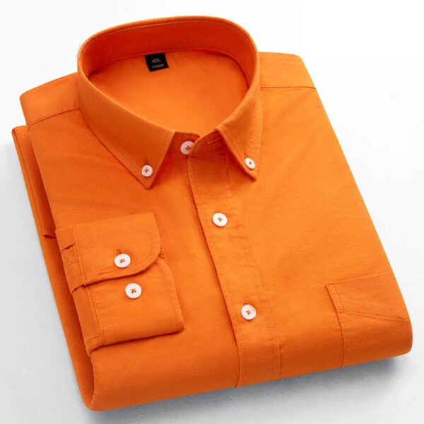 S683f82bbd89b419bbe37b1ae419fa7cbM.jpg New in shirt 100%cotton long-sleeve shirts for men fashion Casual plain shirt solid color Oxford single pocket top white clothes