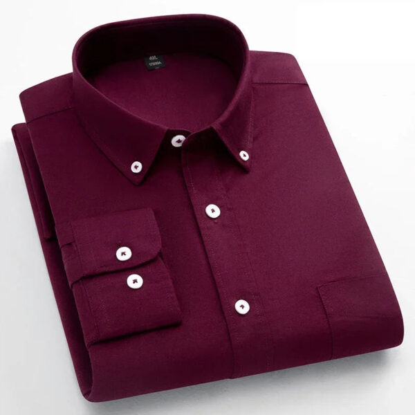 S68564d5eb6f245b4999eaa47212519f3d.jpg New in shirt 100%cotton long-sleeve shirts for men fashion Casual plain shirt solid color Oxford single pocket top white clothes