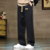 S685dde07e0e74423a8f8fed426d4803bX.jpg Men Straight Leg Blue Gray Loose Y2K Drawstring Jeans Streetwear Casual Wide Denim Pants Male Baggy Stylish Harajuku Trousers