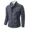 S69368f876cea4c65b8f65f35b8b4b22fM.jpg Autumn Winter Men's Casual Sweaters Solid Color Turtleneck Sweater Cardigan Fleece Zipper Cardigan Knit Jackets