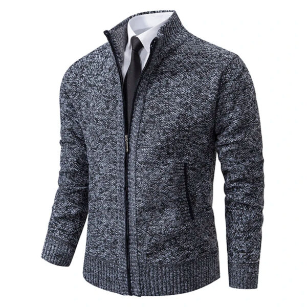 S69368f876cea4c65b8f65f35b8b4b22fM.jpg Autumn Winter Men's Casual Sweaters Solid Color Turtleneck Sweater Cardigan Fleece Zipper Cardigan Knit Jackets