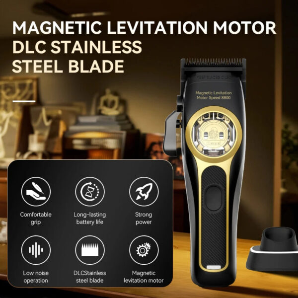 S695c909047c34c6a9334752d24cda4fcO.jpg Kemei Professional Hair Clipper Magnetic Levitation Motor 8800 Rpm Charging Base Hair Clipper Men's Hair Clipper KM-2373