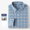 S6a1e7d8870f64a1cb635991ab709e0e7K.jpg New 100% Pure Cotton Oxford Men's Plaid Shirts Male Business Casual High Quality Long sleeve Shirt for Men Pocket Shirt S-5XL