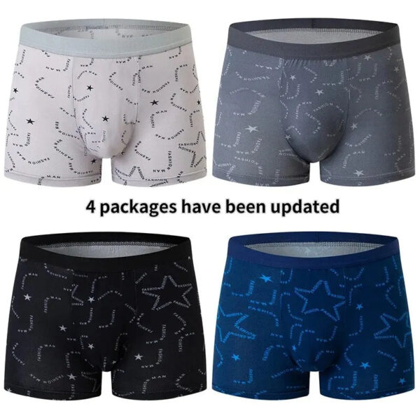 S6a299f542f8544c5b7f6e60f3eaec21fl.jpg 4/5Pcs European and American Size MEN'S Printed Fashion Boyshort Comfortable MEN'S Waist plus Size Underwear Sexy Swimming Trunk