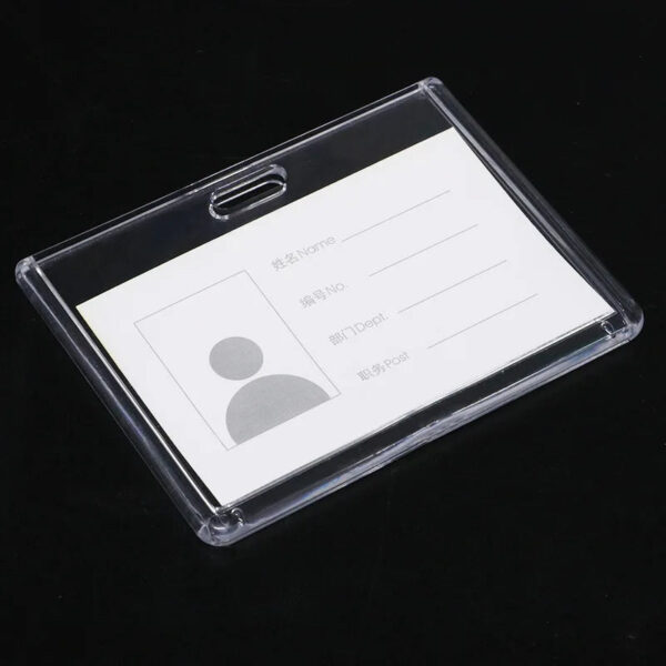 Acrylic Working Permit Case Finger Pull Push Style ID Tag Name Badge Holder Employee's Pass Work Card Holder Case
