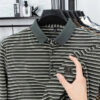 S6acdf5b3bc1f42b0bc709c5915d0634ar.jpg Men's Striped Long Sleeved T-shirt Polo Shirt Button Up Men's Stand Up Collar, Winter Double-sided German Velvet Base Shirt