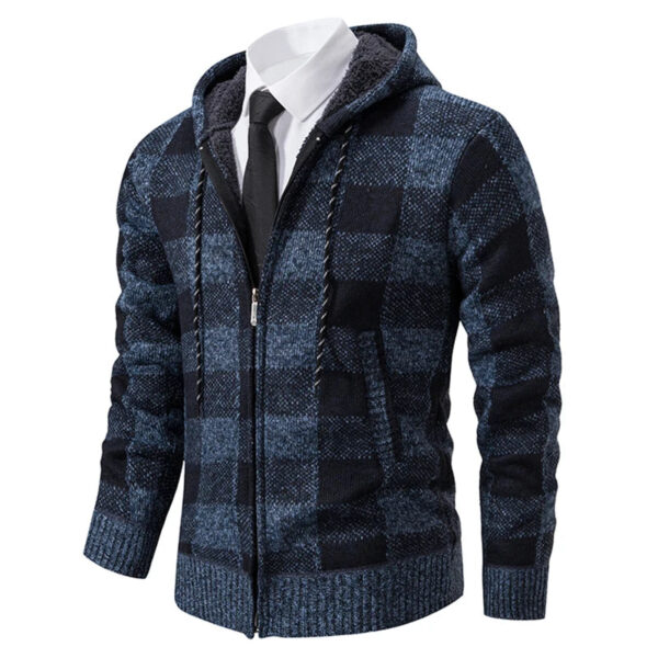 S6b83eff2a0c541349378cc4058871b75h.jpg Autumn Winter Men's Cardigan Fashion Plus Velvet Padded Knit Jumpers Male Sweater Hooded Plaid Korean Luxury Brand Coat