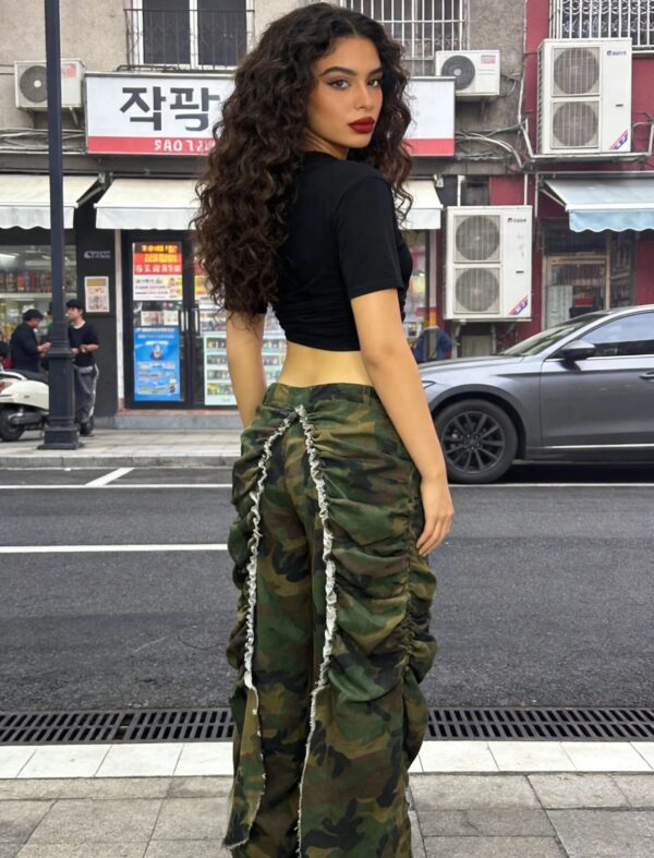 Women Solid Jeans Pants Denim Pleated Trousers Fuzzy Edge Full Lenth Mid Waist Zipper Straight Y2k Streetwear Casual 2026 Spring