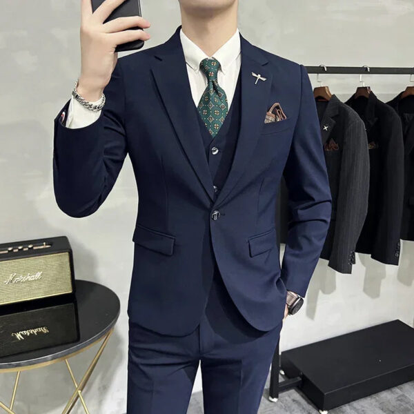 S6bc1ae87aa654e829bdc5fdd79d7ccc2a.jpg ( Jacket + Vest + Pants ) High-end Brand Boutique Fashion Solid Color Mens Casual Business Suit 3Piece Set Groom Wedding Dress
