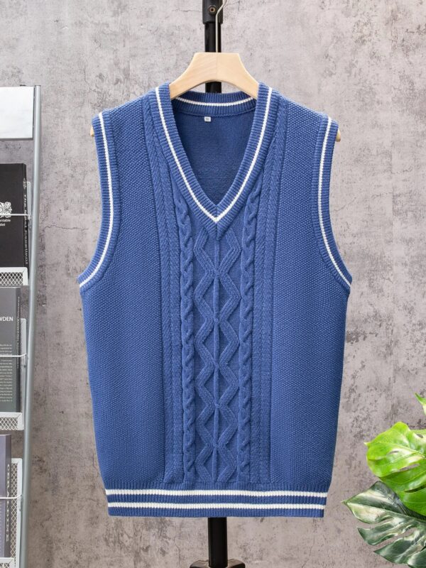 S6bc2ae5049fd4b29946924d1e8ec9c04X.jpg ShiSho original men's striped versatile home casual basic comfortable autumn & winter warm V-neck knitted sweater vest