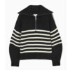 S6c297269a27a468994a75725829d04b5e.jpg Women's Turtleneck Loose Lapel Striped Knitwear Women Pulovers New Simplicity Half Zipper Casual Fashion Women Sweaters 2025