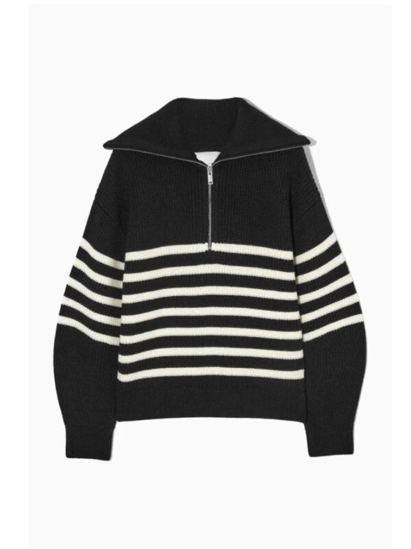 S6c297269a27a468994a75725829d04b5e.jpg Women's Turtleneck Loose Lapel Striped Knitwear Women Pulovers New Simplicity Half Zipper Casual Fashion Women Sweaters 2025