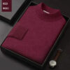 S6c37a67c2df44870ac7b6b142305ceb9b.jpg Luxury Brand Men's Mock Collar 100% Pure Woolen Sweater Tops Autumn Winter Cashmere Sweater Pullover Male Warm Knitwear Sweater