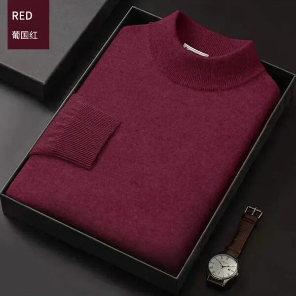 S6c37a67c2df44870ac7b6b142305ceb9b.jpg Luxury Brand Men's Mock Collar 100% Pure Woolen Sweater Tops Autumn Winter Cashmere Sweater Pullover Male Warm Knitwear Sweater