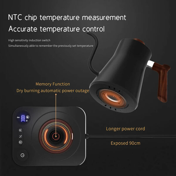 S6c9cb652c99344cf88baf764ed20bca4D.jpg 110V/220V Gooseneck Electric Kettle Smart Temperature Control Pot 1200W Rapid Heating Kettle 304 Stainless Steel Liner Pot 900ml