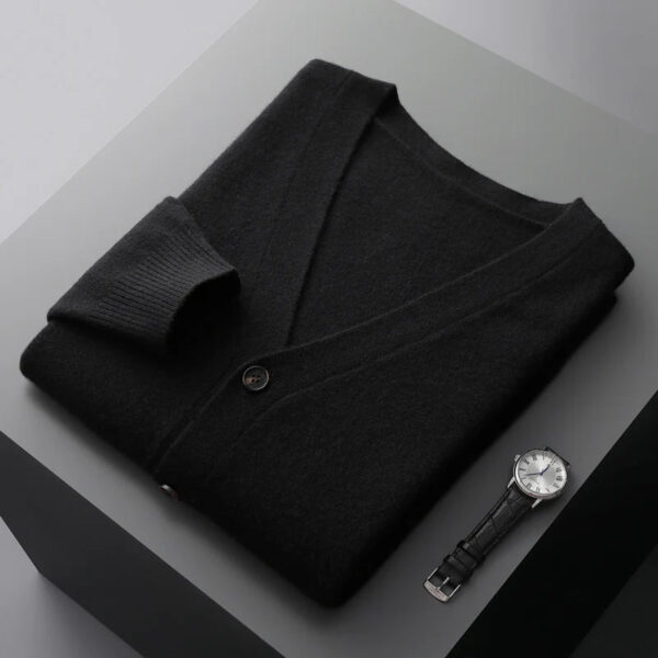 S6cb4f5b18be1409d9194b825c45e05d0n.jpg 100% merino wool Men's Cardigan Cashmere Sweater Autumn And Winter Knitted Jacket Solid Color Long-Sleeved High Quality Top