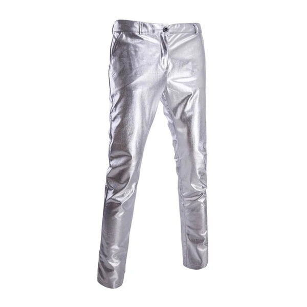 Hot Stamping Glossy Casual Suit for Men Slim Fit 2 Piece Solid Shiny Party Gold Silver Black Suit for Men Blazer Jacket & Pants