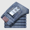 Wthinlee New Business Men's Jeans Casual Straight Stretch Fashion Classic Blue Black Work Denim Pant Trousers Male  Clothing