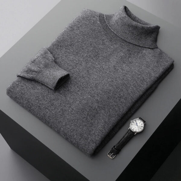 Autumn Winter New Men's 100% Cashmere Sweater Lapel Knitted Pullover Lightweight Warm Long Sleeve Solid Color Tops
