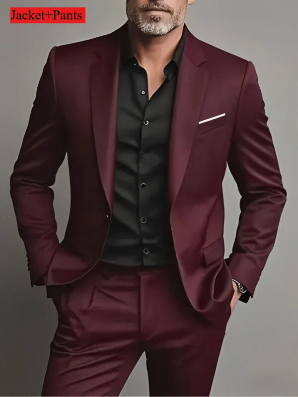 S6fade961196e4a5eaee0352fd83fd81eZ.jpg Elegant Men's Suit Sets- Slim Fit Tuxedo Set for Weddings & Formal Occasions, Black Suit