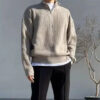 S7065dfb1f2aa44cc8dd9660435471b72m.jpg American Fashion Brand Design Korean Style Stand Collar Half Zipper Sweater Men's Temperament Versatile Knitted Sweater