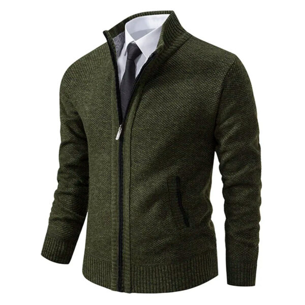 S70a564b47f5449f8866c275bc8a5e3be2.jpg Autumn Winter Men's Casual Sweaters Solid Color Turtleneck Sweater Cardigan Fleece Zipper Cardigan Knit Jackets