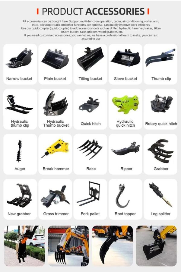 Wholesale Mini Excavators1.8 Ton Fast Delivery Multifunctional Mini Digger Machine Customize EPA Engine Small Excavator Digger