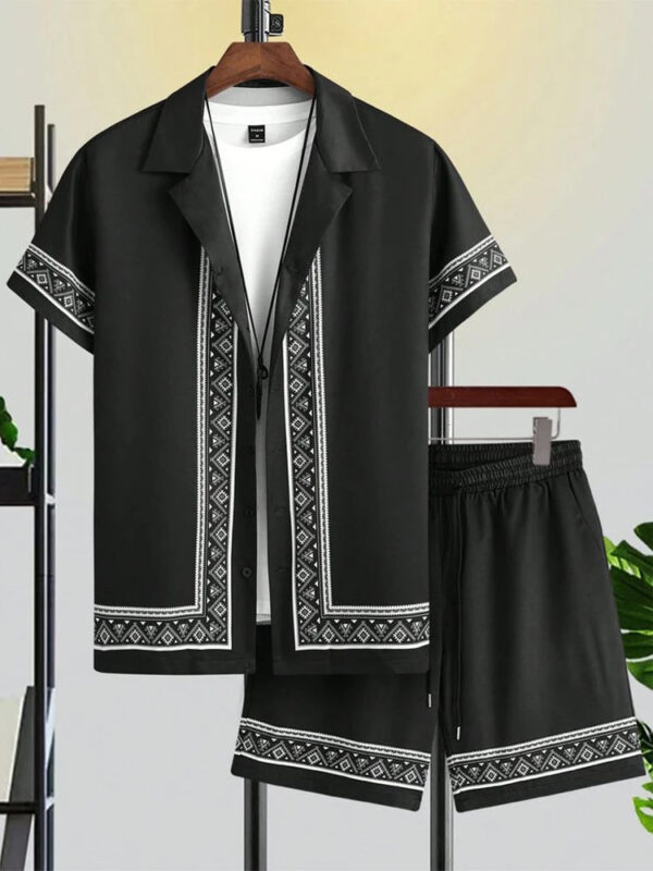 Shirt Set Men's Summer 3D Printed Shirt And Shorts Set Men's And Women's Fashion Casual Fresh Simple Lapel Hawaiian Shirt