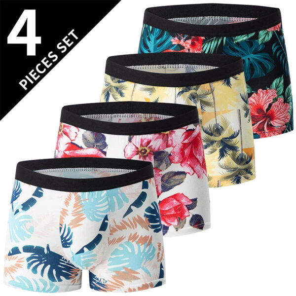 S711342598f1e4bde93cfbeb00b228769s.jpg 4/5Pcs European and American Size MEN'S Printed Fashion Boyshort Comfortable MEN'S Waist plus Size Underwear Sexy Swimming Trunk