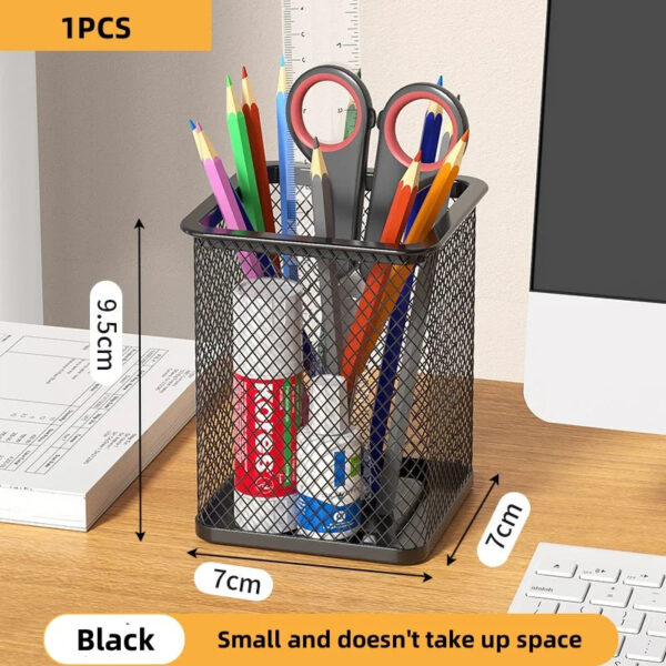 S71de155321db4ae8897e1dfe672a31c1c.jpg Container Desk Organizer Container Black Desktop Metal Pen Holders Mesh Pencil Cup Pen Case
