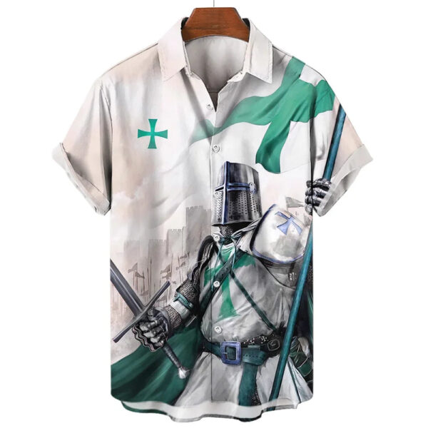 S71de37821e8a4868869b687bbebece17N.jpg Crusader Knight Printed Short Sleeve Shirt Fashionable And Handsome 3D Printed Men's Casual Large Size Shirt 2023